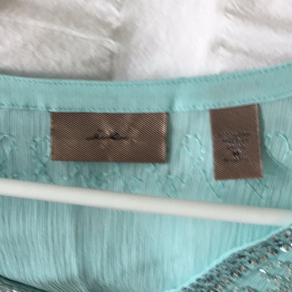 Aqua colored sheer crepe silk tunic - Picture 6 of 7